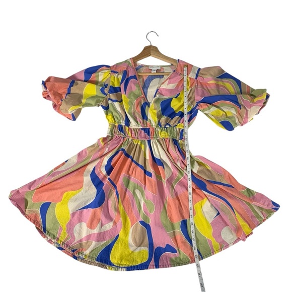 Sincerely Jules Psychedelic Abstract Puff Sleeve Mini Dress Women’s Small - Picture 8 of 12